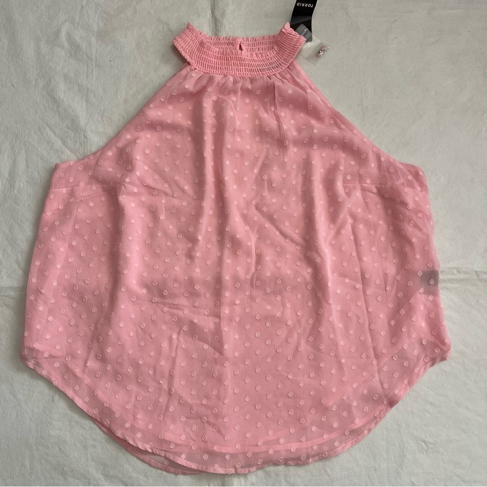 Torrid Pink Chiffon Halter Top Blouse NWT